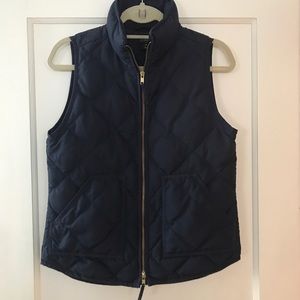 EUC JCrew Navy Double Zipper Quilted Vest